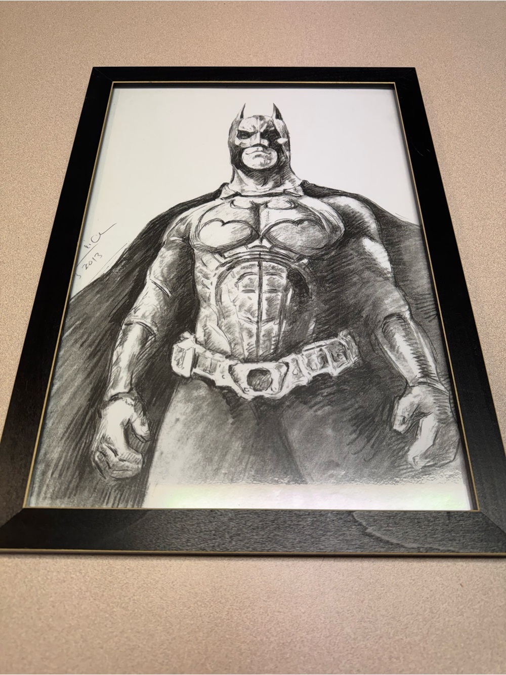 Black Framed Batman Pencil Art Print - Home Art
